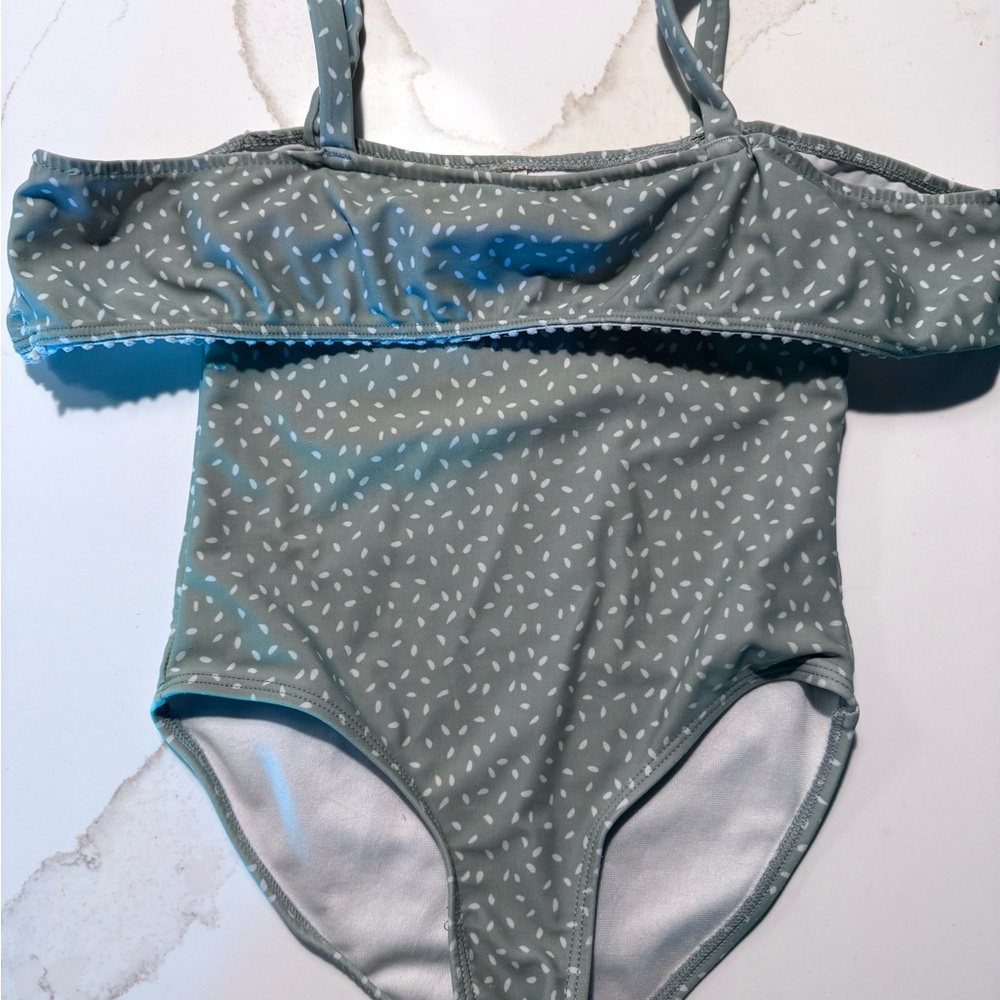 Rylee + Cru Green Polka Dot One-Piece Swimsuit